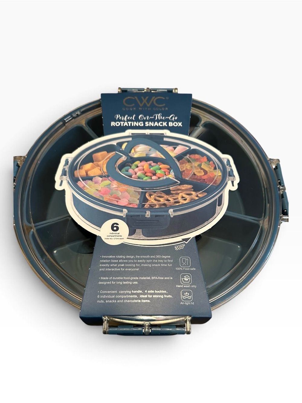 CWC -Cook with Color Rotating Snack Box - Dark Blue-NWT